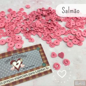 ❤ SALMÃO - BOTÃO DE PRESSÃO PLÁSTICO RITAS CORAÇÃO - 50PC (10MM)