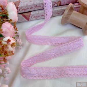 RN458 - RENDA DE ALGODÃO CANDY COLORS ROSA (LARGURA - 2cm)