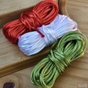 COMBO CORDÃO DE CETIM MELANCIA 1MM - BRANCO, VERDE, VERMELHO (30MT)