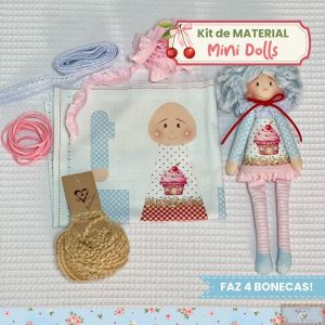 Mini Dolls CEREJA - KIT DE MATERIAL (Sem Projeto!) FAZ 4 BONECAS! 