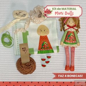 Mini Dolls MELANCIA - KIT DE MATERIAL (Sem Projeto!) FAZ 4 BONECAS! 