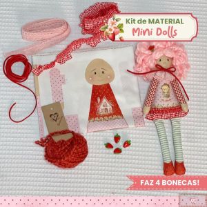 Mini Dolls MORANGO - KIT DE MATERIAL (Sem Projeto!) FAZ 4 BONECAS! 