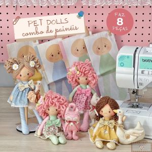 Combo 4 Painéís PET Dolls  - Faz 4 BONECAS + 4 BICHINHOS!