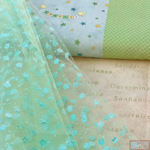 TULE FLOCADO FLORAL - VERDE (50X240CM)