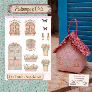 Estampe E Crie - Casa Aconchegante 18 - Porta e Janelas Alegria Rosa