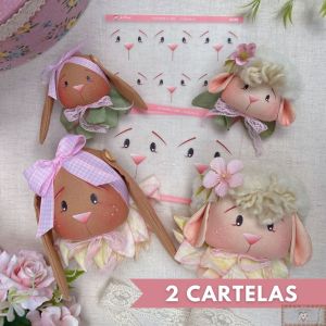 Combo Rostinho de Ovelha/Coelho - Estampe e Crie! (2 Cartelas)