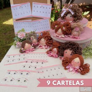 Combo Rostinho de Boneca - Estampe e Crie! (9 Cartelas)