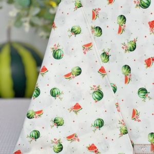 Tecido Tricoline Digital MELANCIA C94974  - FUNDO BRANCO - 50CM