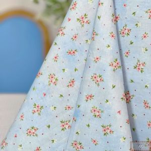 Tecido Tricoline Digital CEREJA C99178 - Floral Azul - 50CM