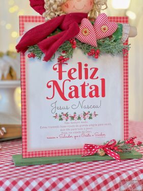 Quadro G em MDF - "Feliz Natal, Jesus Nasceu!"