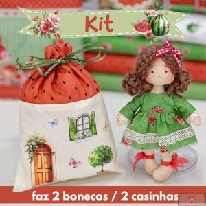 Boneca Melly e Casinha - KIT DE MATERIAL (Sem Projeto!) FAZ 2 PEÇAS!