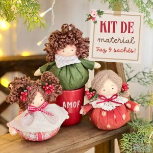 Bonecos Sachês Natalinos - Kit de Material (SEM PROJETO) Faz 9 SACHÊS!