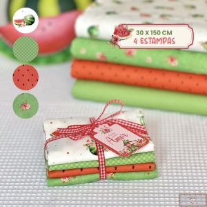 Combo Tricoline MELANCIA - 4 CORTES (30X140CM)