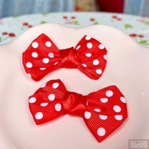 Laço Poá Frutinhas - Fundo Vermelho (2UN)