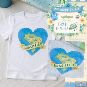 Estampe e Crie CAMISETA - Coração Brasileiro (1UN)