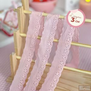 RN560 - Bordado Inglês Fino ROSA FRUIT (LARGURA - 3cm)