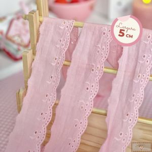 RN562 - Bordado Inglês Cerejinha ROSA FRUIT (LARGURA - 5cm)