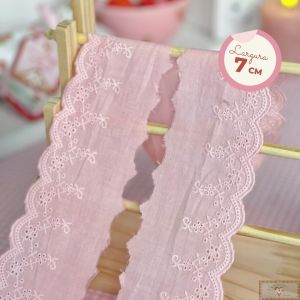 RN557 - Bordado Inglês Largo ROSA FRUIT (LARGURA - 7cm)