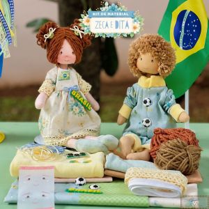 Bonecos Zeca e Dita (Caramelo) - KIT DE MATERIAL (SEM PROJETO!)