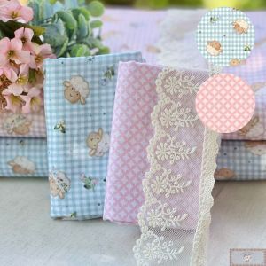 Combo Tricoline Ovelha + 2MT de Rendas - AZUL (30 X 150 CM)