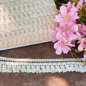 RN550 - Renda de Algodão Cru Franjas (L:35mm) - 1MT