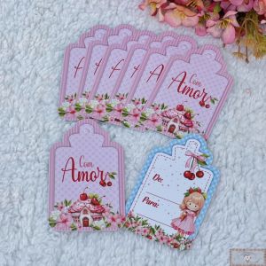 Tag de Presente - CEREJA "Com Amor" (8UN)