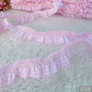 Fita Elástica Frufru XADREZ - ROSA - 1 MT