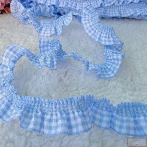 FITA ELÁSTICA Frufru XADREZ - AZUL BEBÊ - 1M