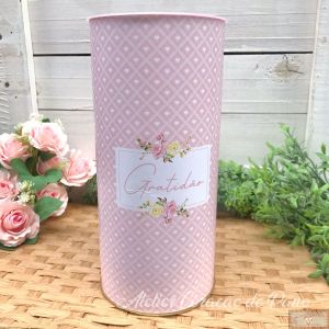 TUBO PARA PRESENTE COM TAMPA 1UN - ROSA "GRATIDÃO" (11,5CM)